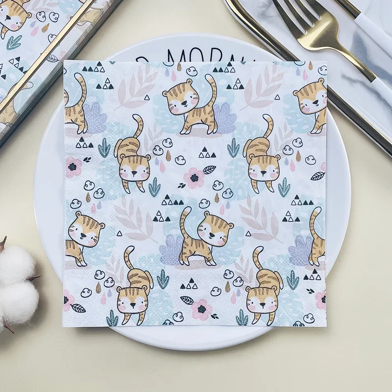 

Cartoon Print Napkins Cute Tiger Pattern Square Napkins Tiger Baby Paper Placemats Cute Colourful Paper Napkins 20 Sheets Cheap