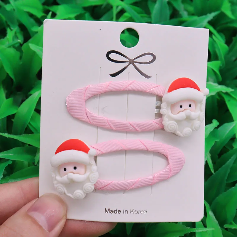 2pcs Christmas Gingerbread Man Elk Bear Sock Girls Hair Clips Cute Hair Claws Kids Sweet Hairpin Cartoon Hair Accessories Gift