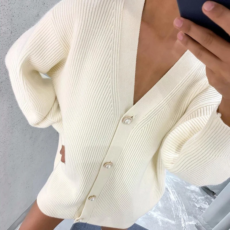 2024 Lady Lapel Long Sleeve Knitted Cardigan Casual Multi Color Pit Strip Loose Sweater Elegant Single Breasted Commuter Sweater