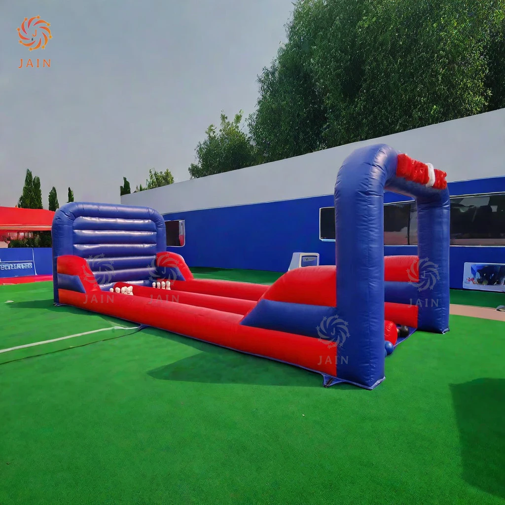 Inflatable Bowling Lanes Sport Games,Inflatable Bowling Pins,Double Lanes Inflatable Human Bowling Game with Balls