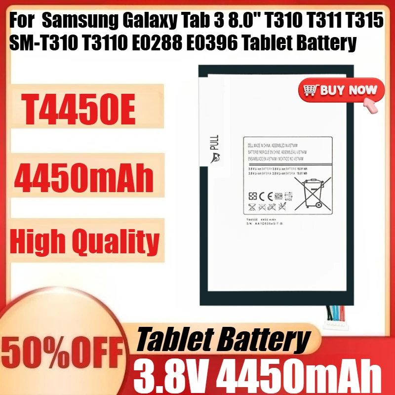 

New High Quality T4450E Battery For Samsung Galaxy Tab 3 8.0'' T310 T311 T315 SM-T310 T3110 E0288 E0396 Tablet Battery