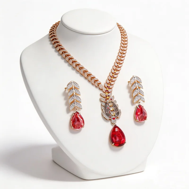 Vintage Fashion Style Earrings Necklace Inlay Cubic Zircon Synthetic Ruby Turtle Pendant Plated Gold Color Party Jewelry Sets