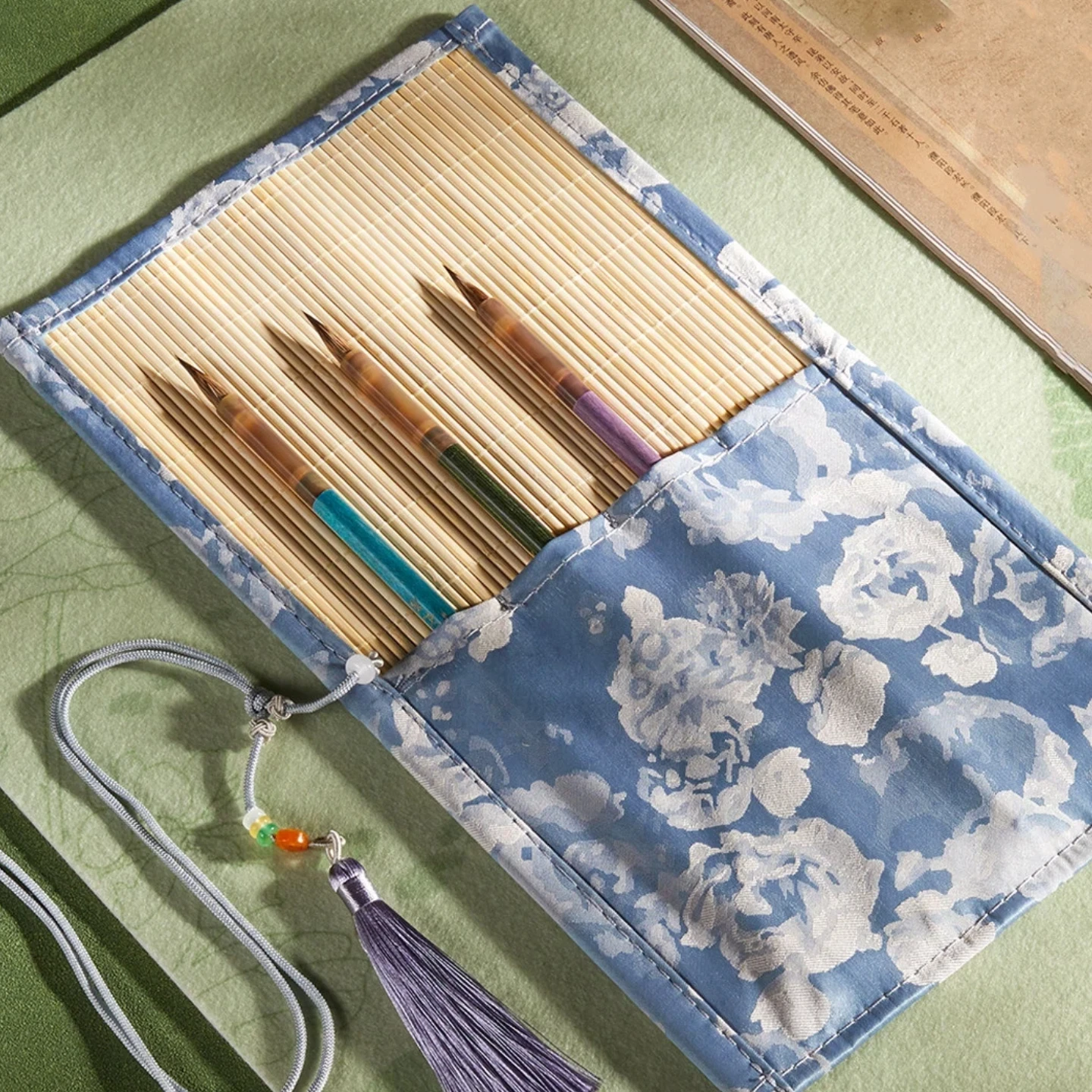 Portable Colored Pencil Roll Curtain Canvas Pencil Wrap Storage Bag Multi Slots Sketch Pen Holder Art Drawing Tool Organizer Bag