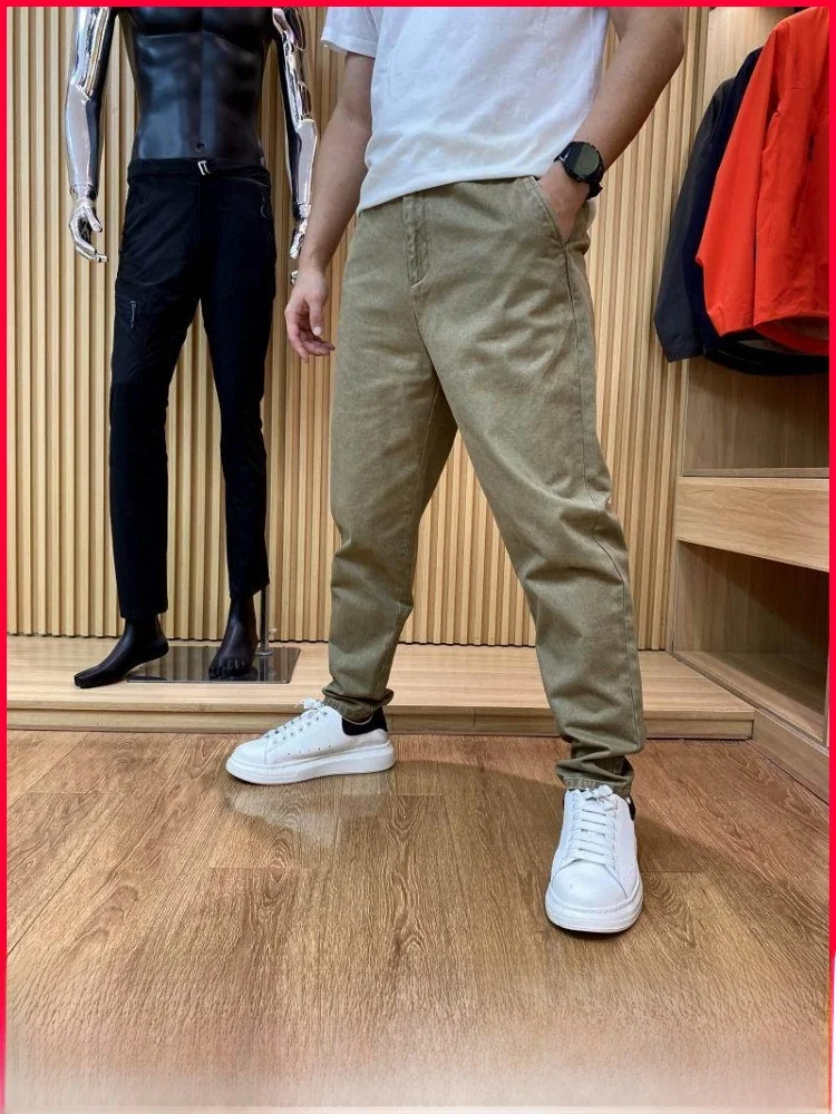 

Мужские повседневные хлопковые брюки, дышащие многофункциональные осенние брюки для отдыха, прямые длинные брюки, молодежные брюки