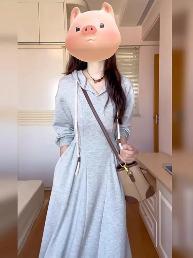 Vestidos de manga larga para mujer vestido de dama de honor otoño Modal ahumado Patchwork cuello alto ajustado estilo Preppy calidez artística Simple