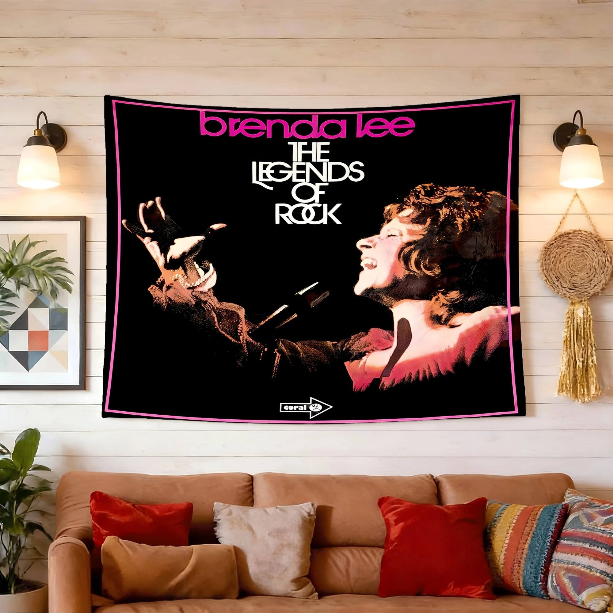 Brenda Lee Band Design Peach Skin Velvet Wall Tapestry | Multi-functional Decor for Bedroom, Dorm, Home, and Office, Ideal for Party Backgrounds and General Holiday Gifts