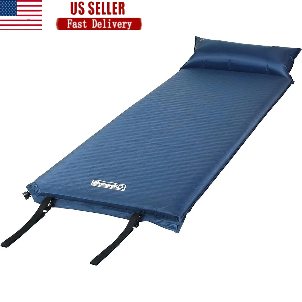 

Self Inflating Sleeping Pad with Pillow Lightweight Durable Camping Mattress Quick Deflation Extra Padding Outdoor Use