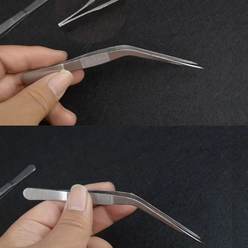 

Medical Ear Dressing Forceps Wax Earpicker Removal Angled Clamp Clip Nasal Curved Earwax Clip Remover Tweezers Cocktail Tool