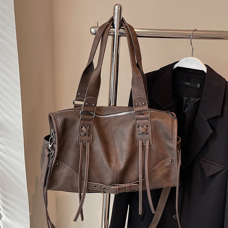 

Кофейная сумка, дизайнерская сумка на плечо в стиле локомотива, женская большая дорожная сумка-тоут, женские сумки-мессенджеры из мягкой кожи, черные