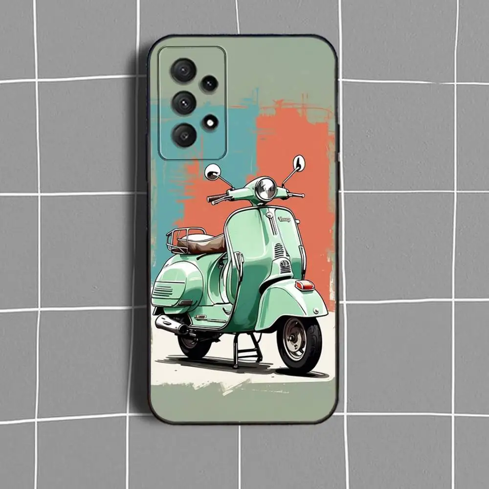 Funda de teléfono V-Vespa S-Scooter-ES para Samsung Galaxy A73,31,32,72,41,53,52,71,22,5G,Note,J7,8,9 funda negra suave
