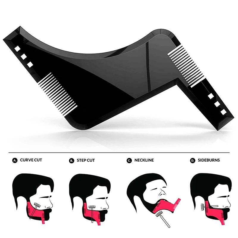 Straighten Comb Cutter Beard Style Accessories Black Plastic Moustache Moulding Comb Men Anti Detangler Moulding Trimmer Ruler