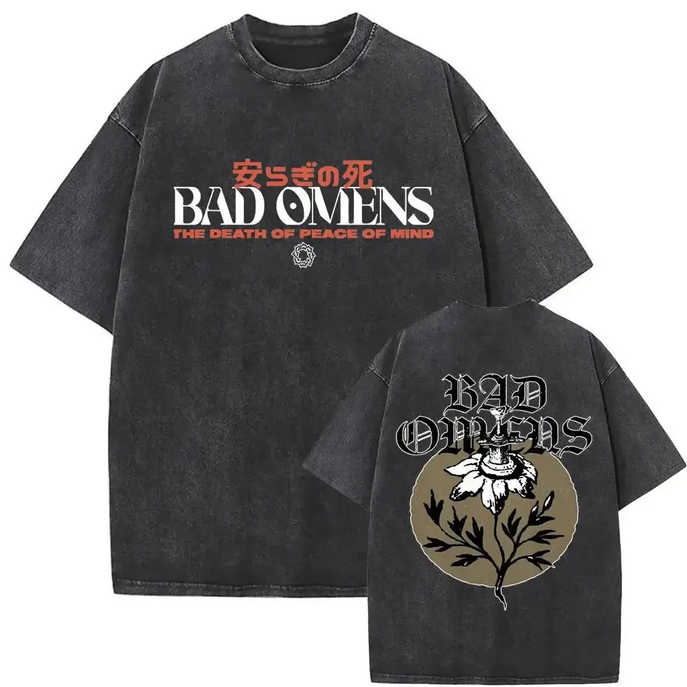 

Mens Clothes Tee Shirt Homme Graphic T-Shirts Men Tshirt for Men Ropa Hombre Washed Vintage Bad Omens Print New in Top 61355