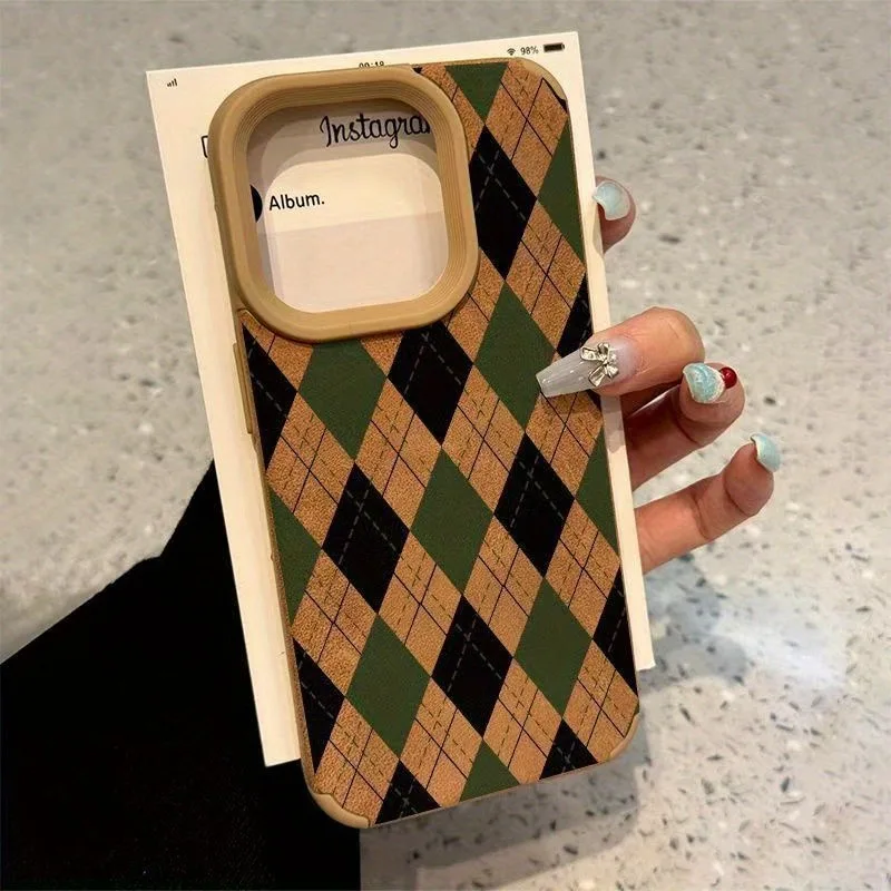 Case For iPhone 16 Pro Cases iPhone 15 Case Creative Lingge New Trendy Brown Case For iPhone 14 Plus 13 12 11 XS Max X XR Cover