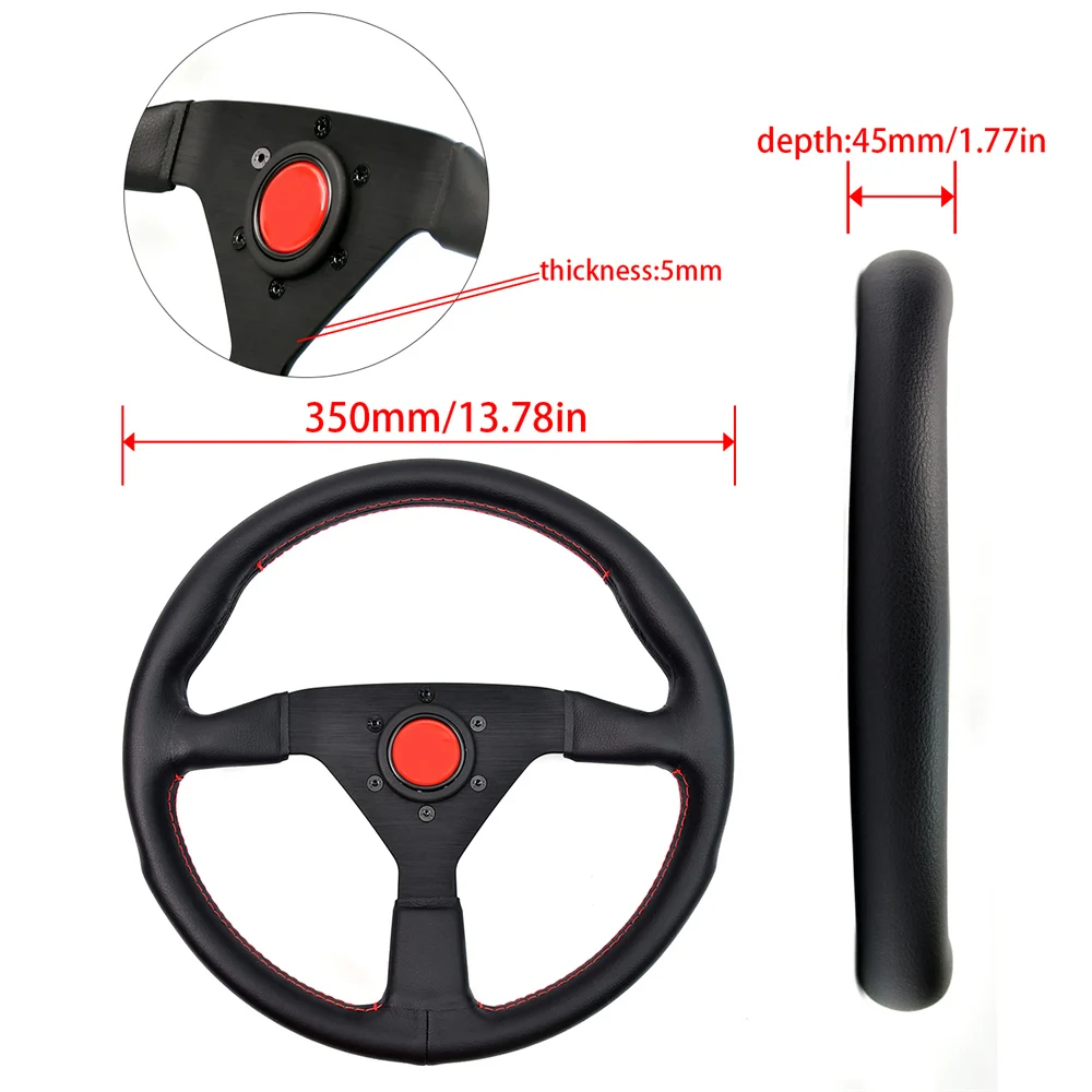 M Brand 350MM 14 Inch JDM Microfiber Leather Steering Wheel Multi-Color Horn Button Drift Simulation Steering Wheel for Rallying 2