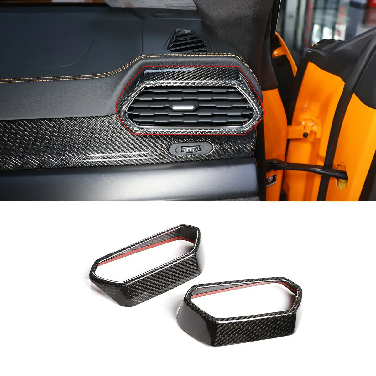 Real Dry Carbon Fiber Car Side Air Outlet Vent Frame Cover Trim Car Accessorie For Lamborghini URUS 2018-2021