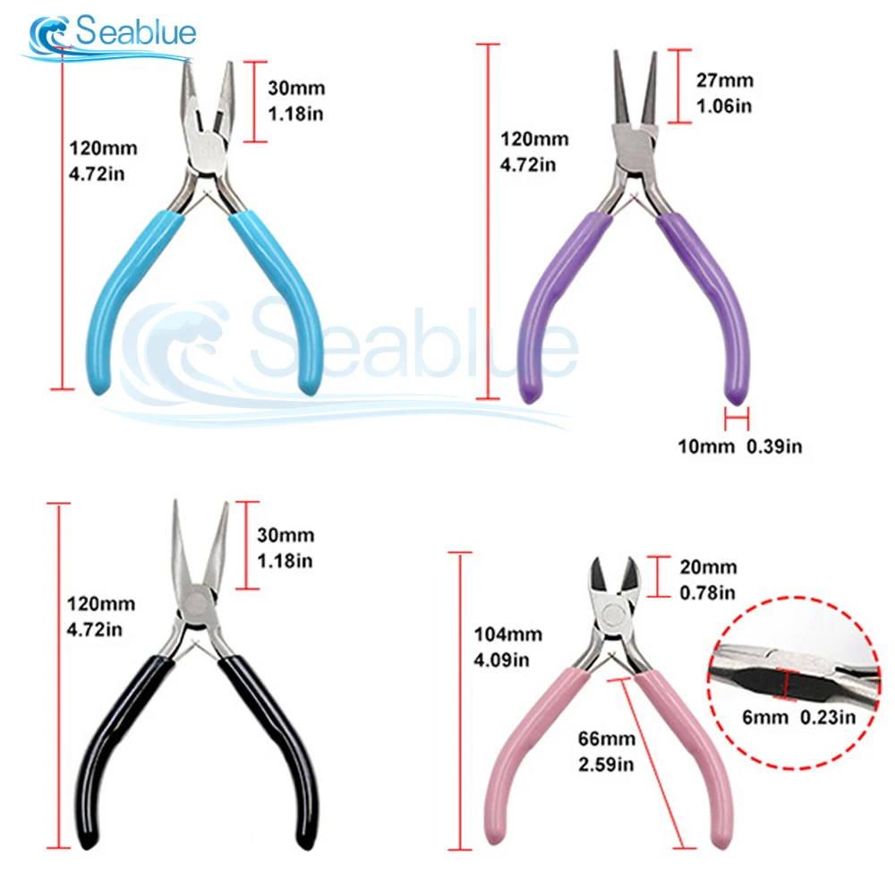 Mini Pliers Diagonal Pliers Round Bent Needle Nose Cutter Handcraft Beading Insulated Plier For DIY Small Jewelry Pliers Tools