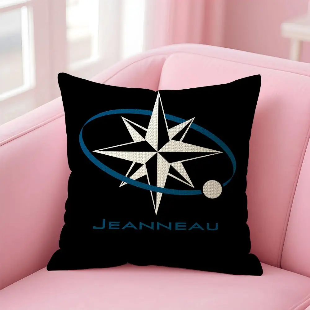 Fashion Logo J-JEANNEAU Cushion Cover Decorative Linen Throw Pillow Case Soft For Bed Sofa Car Home Decor