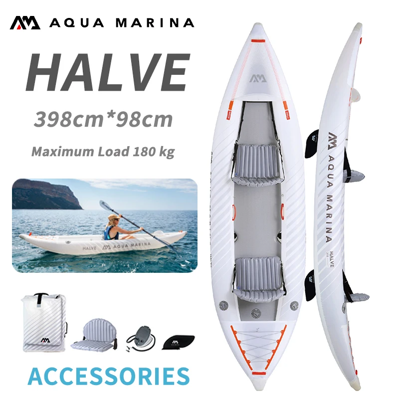 أكوا مارينا نصف حقيبة الظهر كاياك 1-2 شخص خفيفة الوزن الرياضات المائية طوف قارب قابل للنفخ بولي TPU مجداف مجلس ركوب الأمواج زورق مزدوج #2