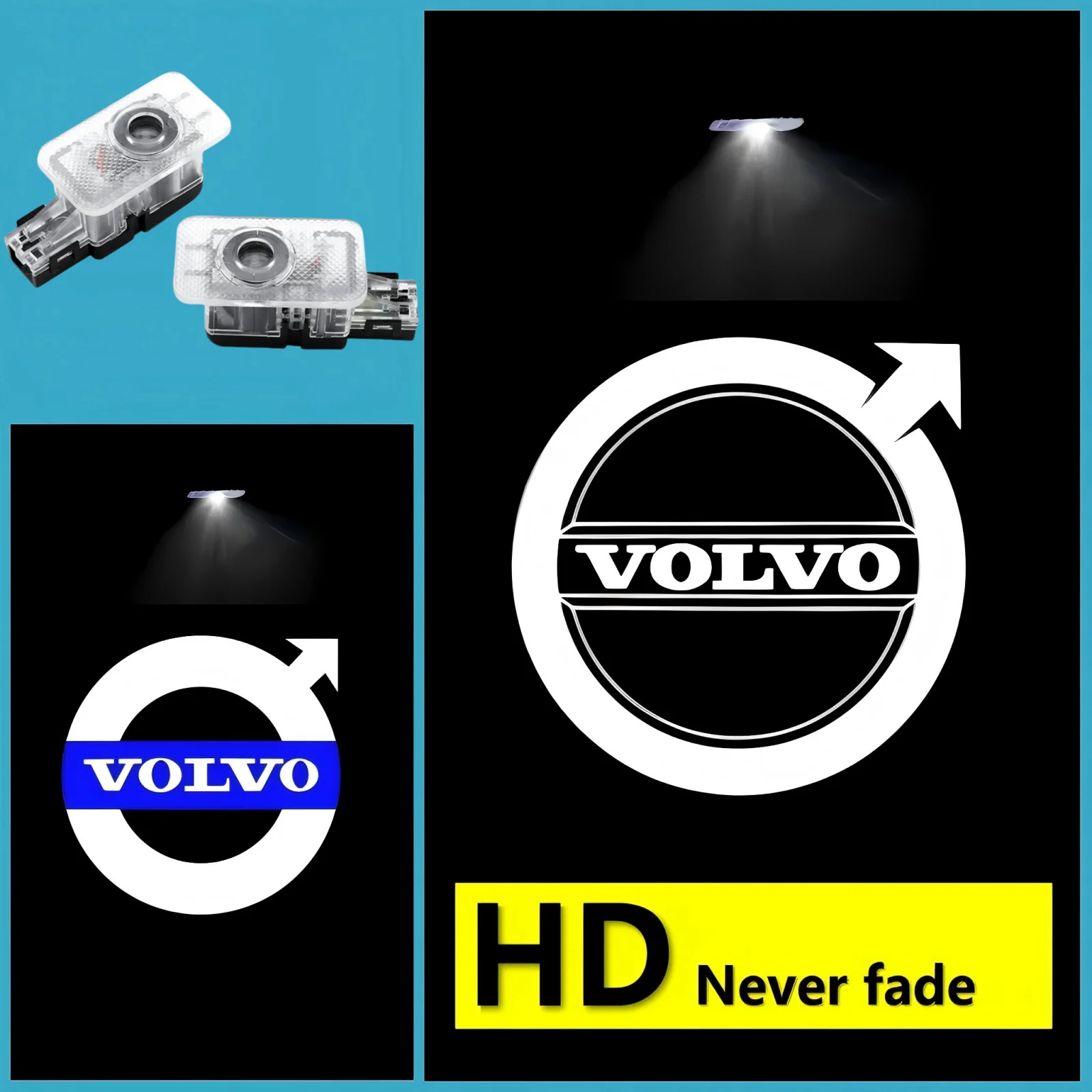HD для Volvo 2012-2016 S80L S60L 2013-2019 V40 V40CC XC60 V60 XC90 Светодиодный светильник для дверей автомобиля, проектор с логотипом, лампа приветствия