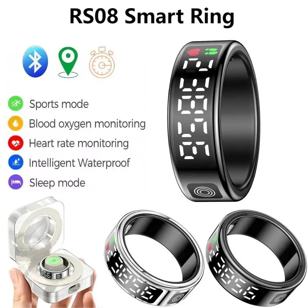 

New R08 Smart Ring For Men Women Heart Rate Health Monitor 5ATM Waterproof Multi Sport Mode Blood Oxygen Tracker For Android IOS