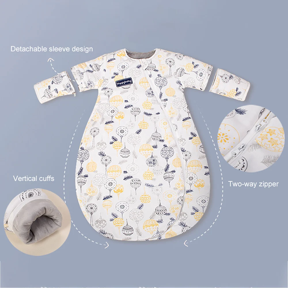 Saco de dormir con estampado de estrellas para niños, mangas extraíbles de burbujas, edredón grueso antipatadas, ropa de dormir cálida para niños,