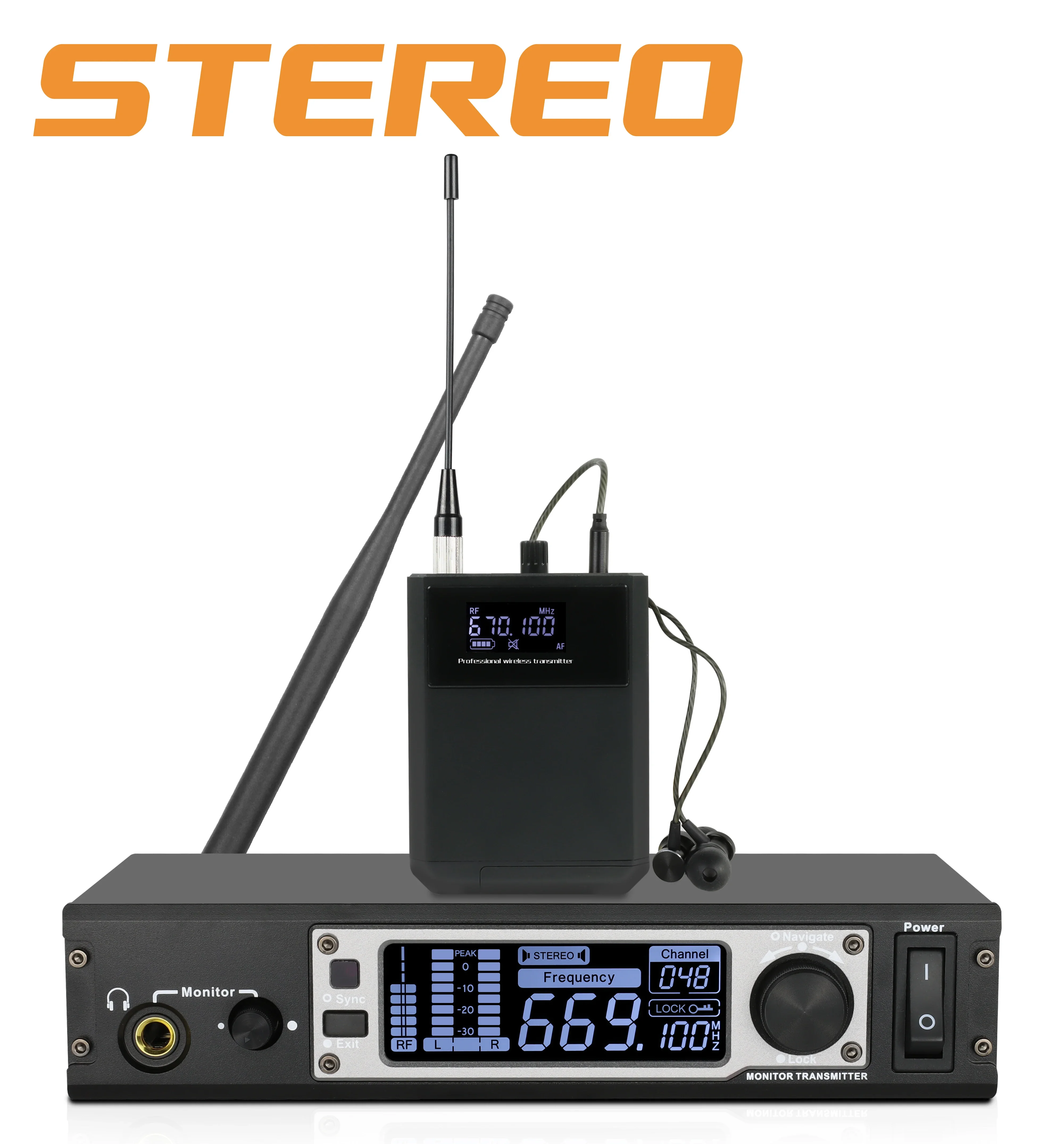 happymusic Stereo PSM-X400 Stereo In Ear Monitor Wireless System Transmitter Monitoring Professional for Stage Performance