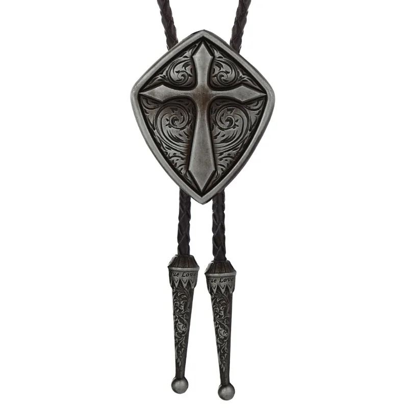 

Alloy Bolo Tie for Men Shield Bolo Tie Necktie Collar Pendant Western Necklace for Teens Cowboy Rodeos Accessory 57BD