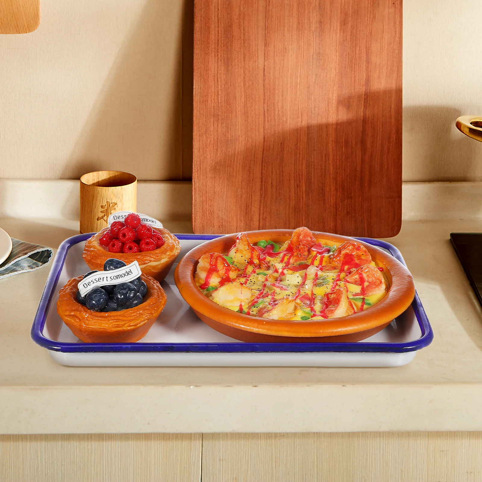 

2pcs Enamel Baking Tray 28X20Cm Non-Stick Heavy Duty Oven Pan For Pizza Pancake Crepes Roasting Baking Dish Kitchen Cookware