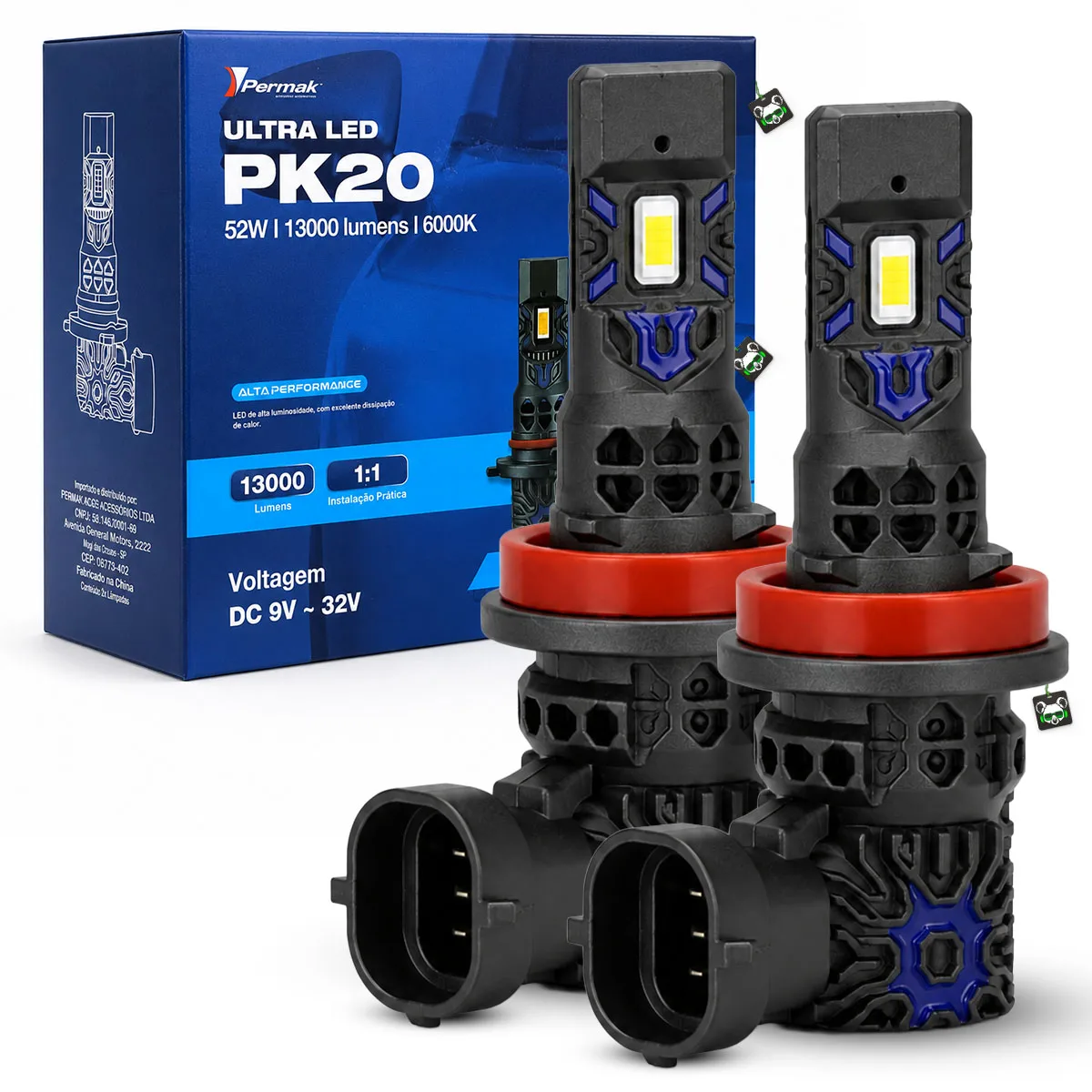 Par Lampada UltraLed Nano H8 / H9 / H11 / H16-2 52W 13000lm 6000K PK20 Permak
