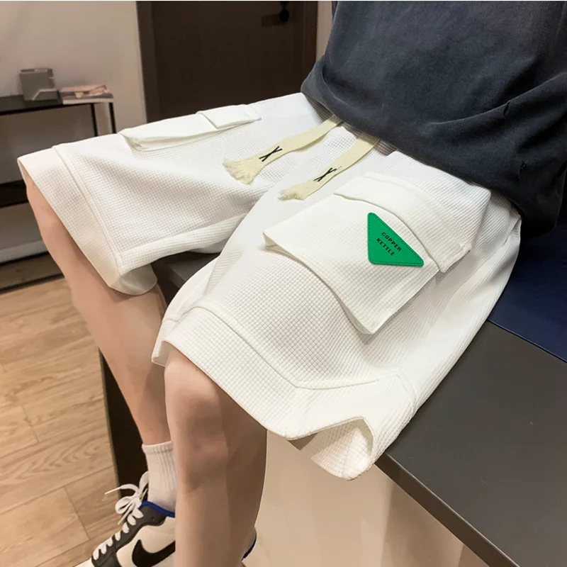 2023 Spring Men's Shorts Korean Fashion Green Shorts Harajuku High Street Men's Clothing Casual Shorts At Home Streetwear Pants