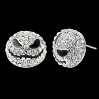 The Nightmare Before Christmas Earring Disnes Luxury Full Rhinestone Earring Jack Skellington Crystal Piercing Jewelry for Women