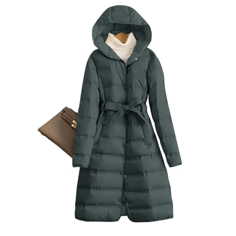 

2026 Winter Fashion Women's Down Jacket Slim Fit Lace Up Hooded Down Jacket