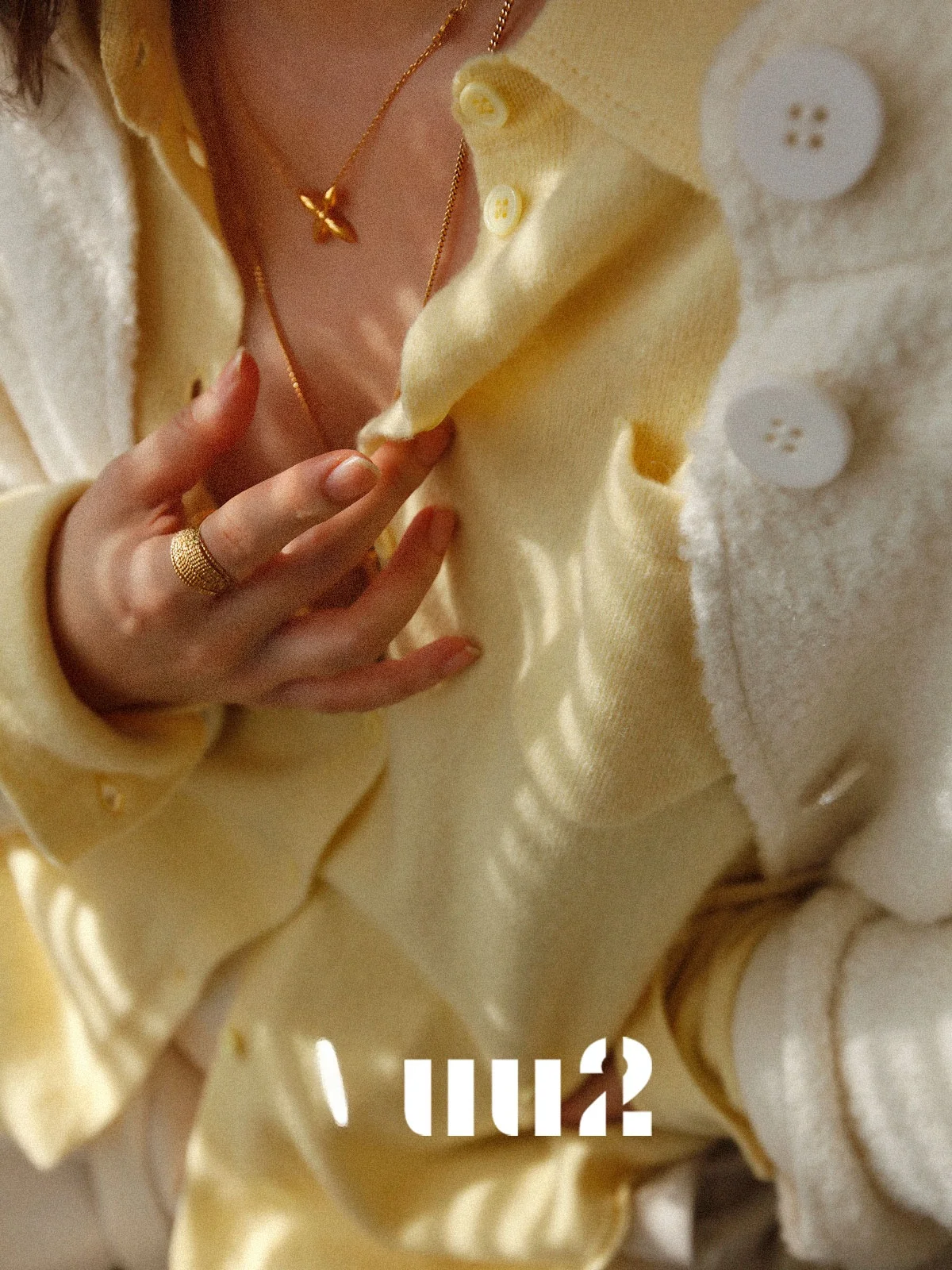 

Wuu2 Luxury Knitted Yellow Woolen Cardigan Collared Beautifully Soft Long Sve Women's Faion Commute Sle Winter Coat