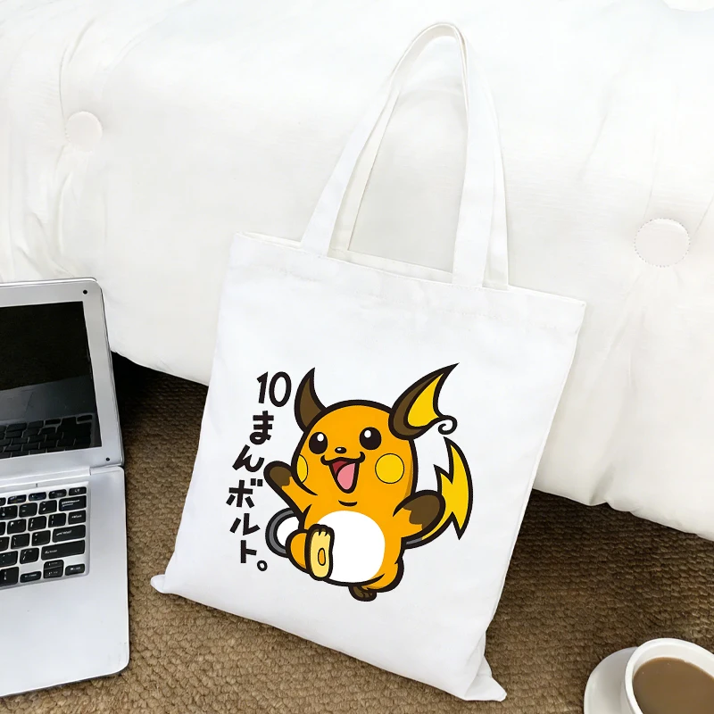 

Pokemon Canvas Bags Anime Ghastly Pikachu Shopping Tote Bags New Commuter Simple Versatile Storage Shoulder Bag Girls Boys Gift