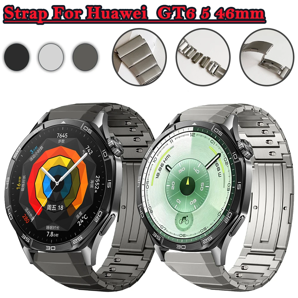 Correa de acero inoxidable de 22mm para Huawei GT6/GT6 Pro, diseño de conector curvo de 46mm, pulsera de negocios para Huawei, banda Universal de 22mm