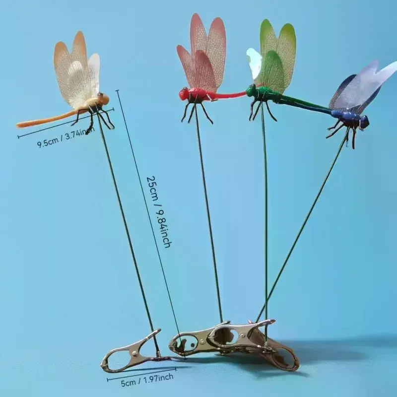 Simulation Realistic Home Decor 1Pc/4Pcs Dragonfly Clip Bug Deterrents Hat Repellent Garden