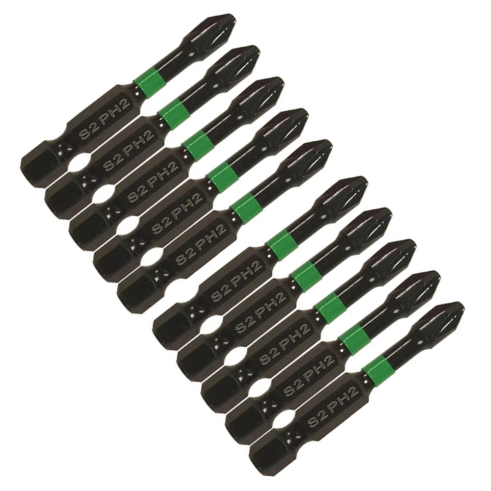 10pcs 50mm Magnetic Electric Screwdriver Bit Set Green Bits Hex Shanked Precision Screwdriver Set Bits Replacement Hand Tools