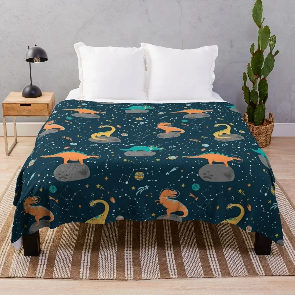 

Dinosaurs Floating on an Asteroid Throw Blanket Vintage Thermals For Travel Designers bed plaid Blankets