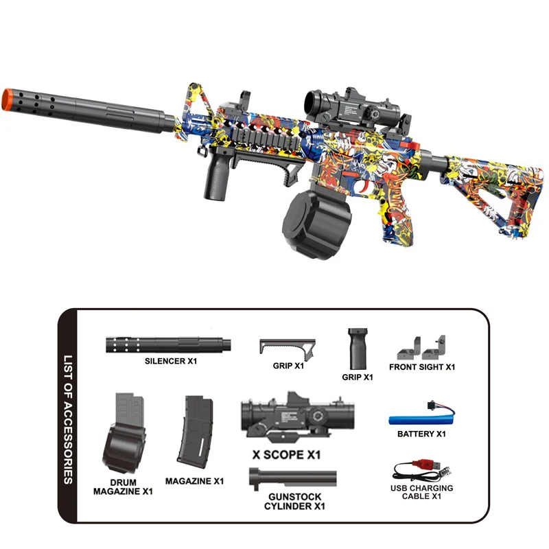 M4 電動ガンおもちゃ 自動発射 屋外射撃スポーツ 弾丸発射 水鉄砲おもちゃ 親子で遊べるギフト