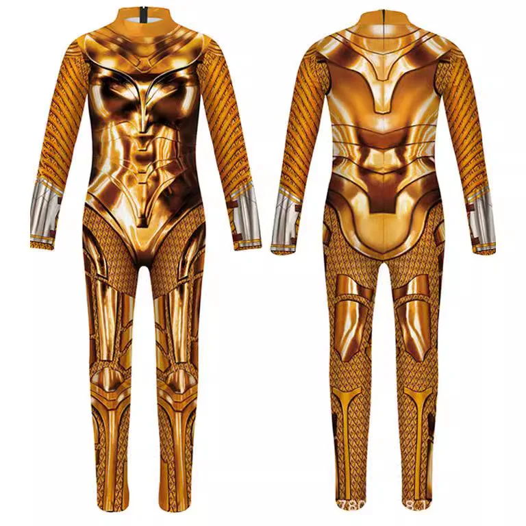 

Halloween Cosplay Sexy Costume Woman Gold Armor Stage Anime Female Party Performance Bodysuit Suit New 2026