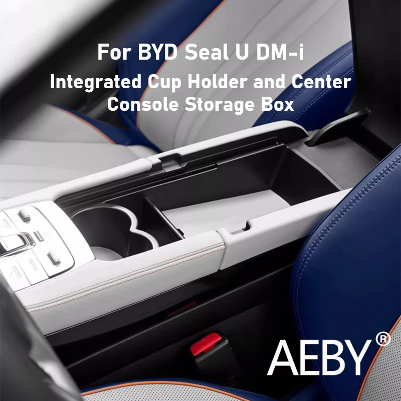 AEBY para BYD Seal U DM-i 2020 2021 2022, caja de almacenamiento para consola central de coche, portavasos, bandeja organizadora, accesorios interiores antipolvo