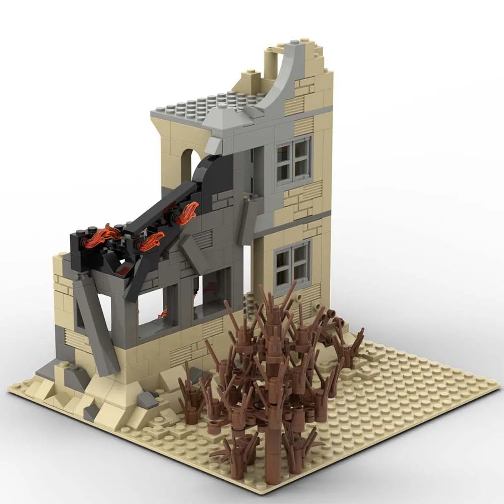 Military conflict scene architectural building blocks kit DIY Military building assembly jigsaw puzzle Block home ornament toys