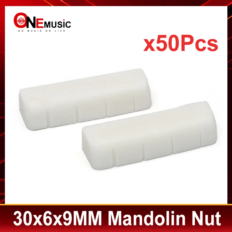 50Pcs Real Bone Nut for Mandolin 30x6x9MM R400 Spacing 7MM Mandolin Nut Parts for Mandolin