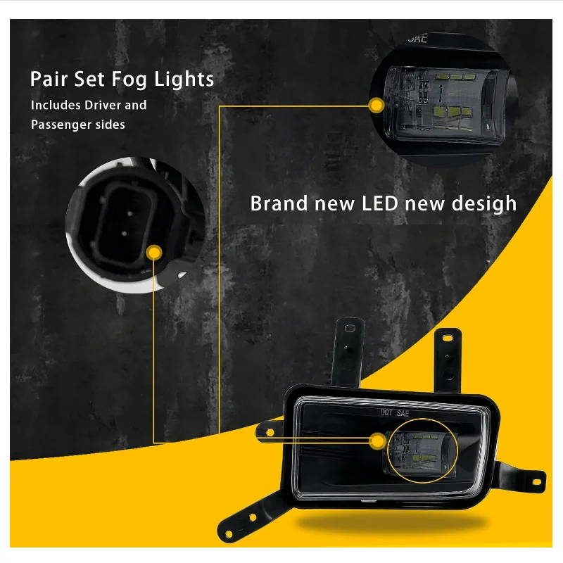 LED Fog Lights Compatible With 2015 2016 2017 2018 2019 2020 Chevy Suburban/Tahoe/GMC Yukon with Wiring Harness and Switch