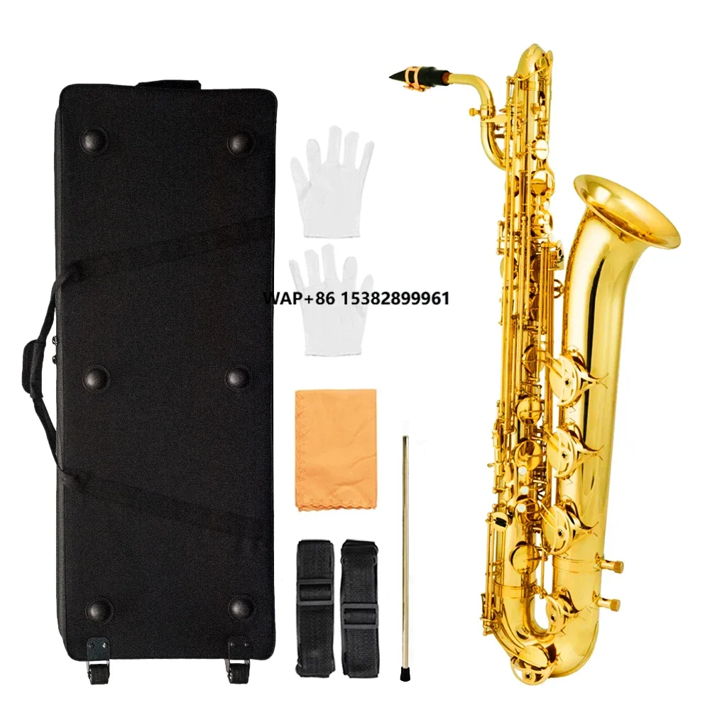 

NAOMI Gold Lacquered Eb Performance Advanced Pure Brass Woodwind Instrument MOP Button Baritone Saxophone KIT OEM Saxophone SAX