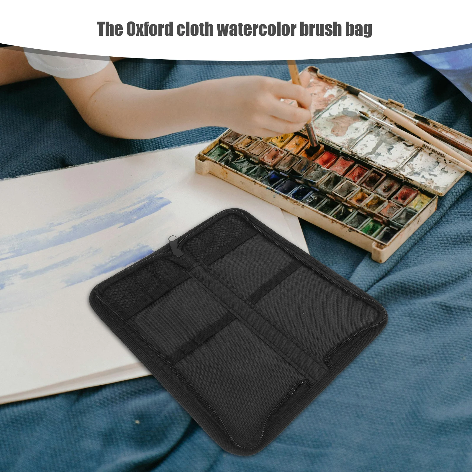 

Oxford Cloth Brush Bag Large Capacity Paint Brush Organizer for Artists Protective Pencil Pouch Portable Stationery Storage