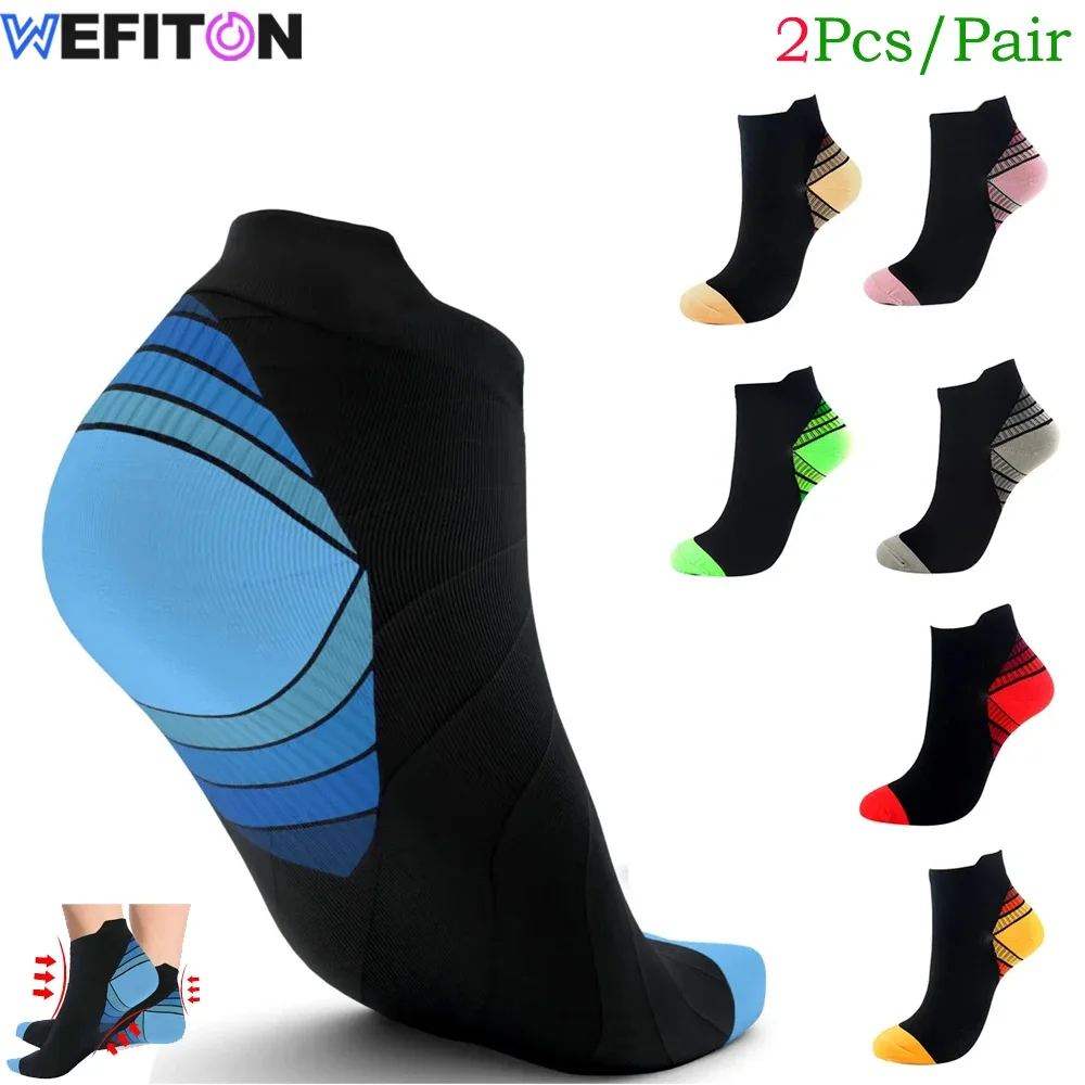 1Pair Ankle Compression Short Socks for Men and Women - 15-20 mmHg Low Cut Compression Running Nursing Sock with Ankle Support