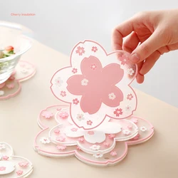 Kawaii Cherry Blossom Coaster Tea Cup Mat Japan Sakura Coaster Insulation Mat Non-Slip Mat for Tea Milk Mug Cup Coasters 1PC Mat