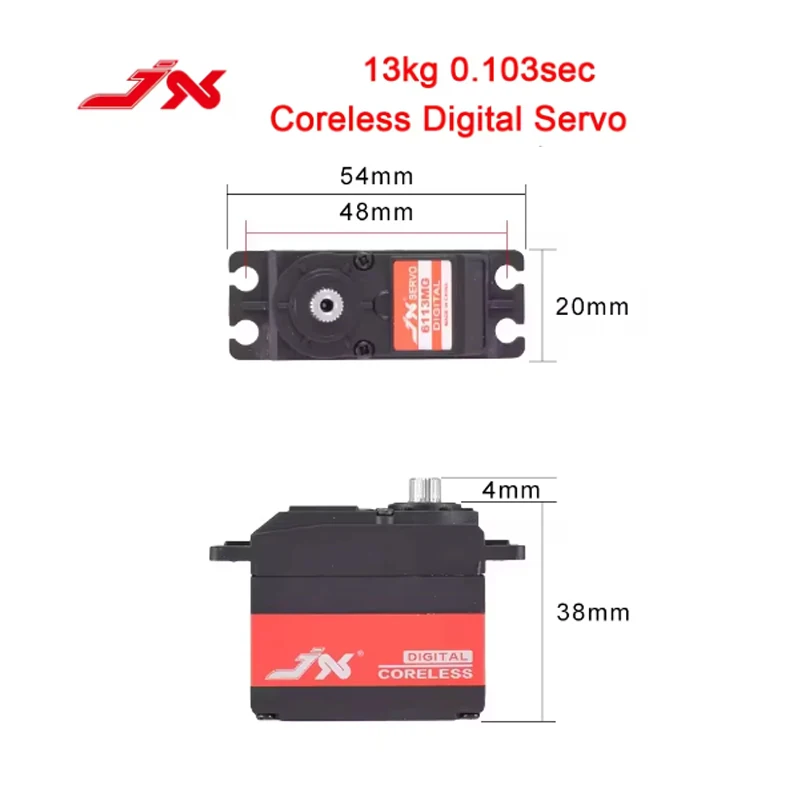 

JX RC Servo PDI-6113MG 13KG 0.103sec High Torque Metal Gear Coreless Standard Digital Servo for RC Airplane Aircraft Parts