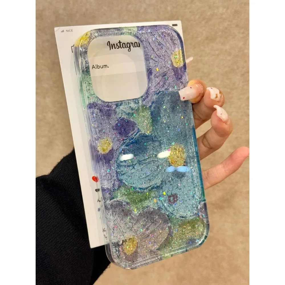 

Новый чехол для телефона INS Art Oil Painting с фиолетовым цветочным принтом для iPhone 16, 15, 14, 13, 12, 11, 8, 7 X XS XR Pro Max Plus, защитный чехол